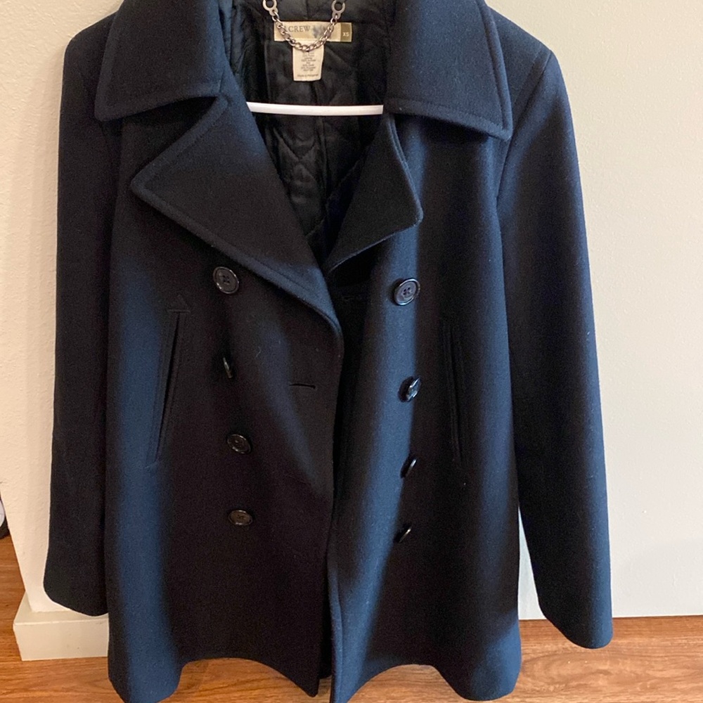 J Crew Wool Double Breasted XS Black Coat